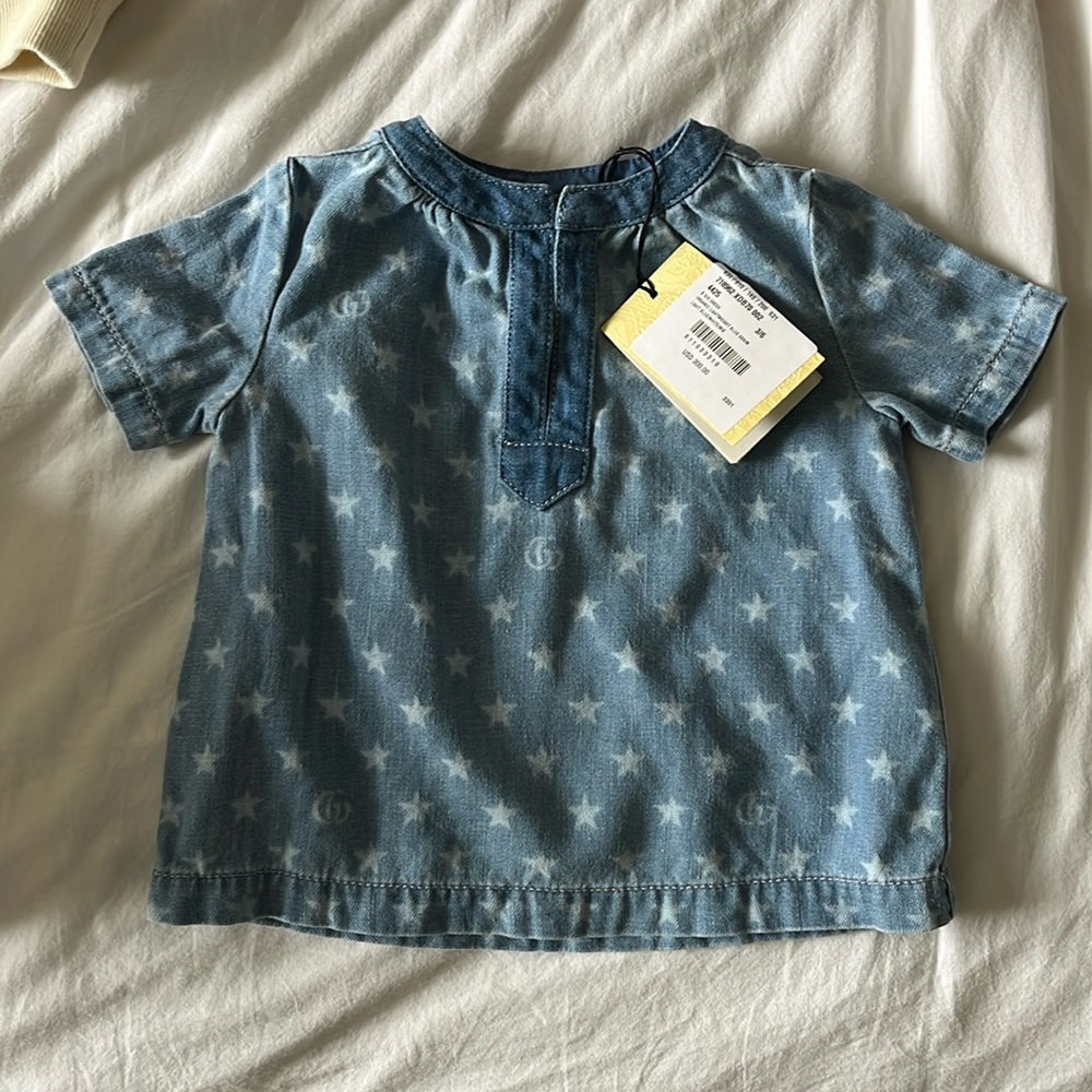 Gucci Kids x Angela Lynne Baby girl Denim dress 3-6M new with tag